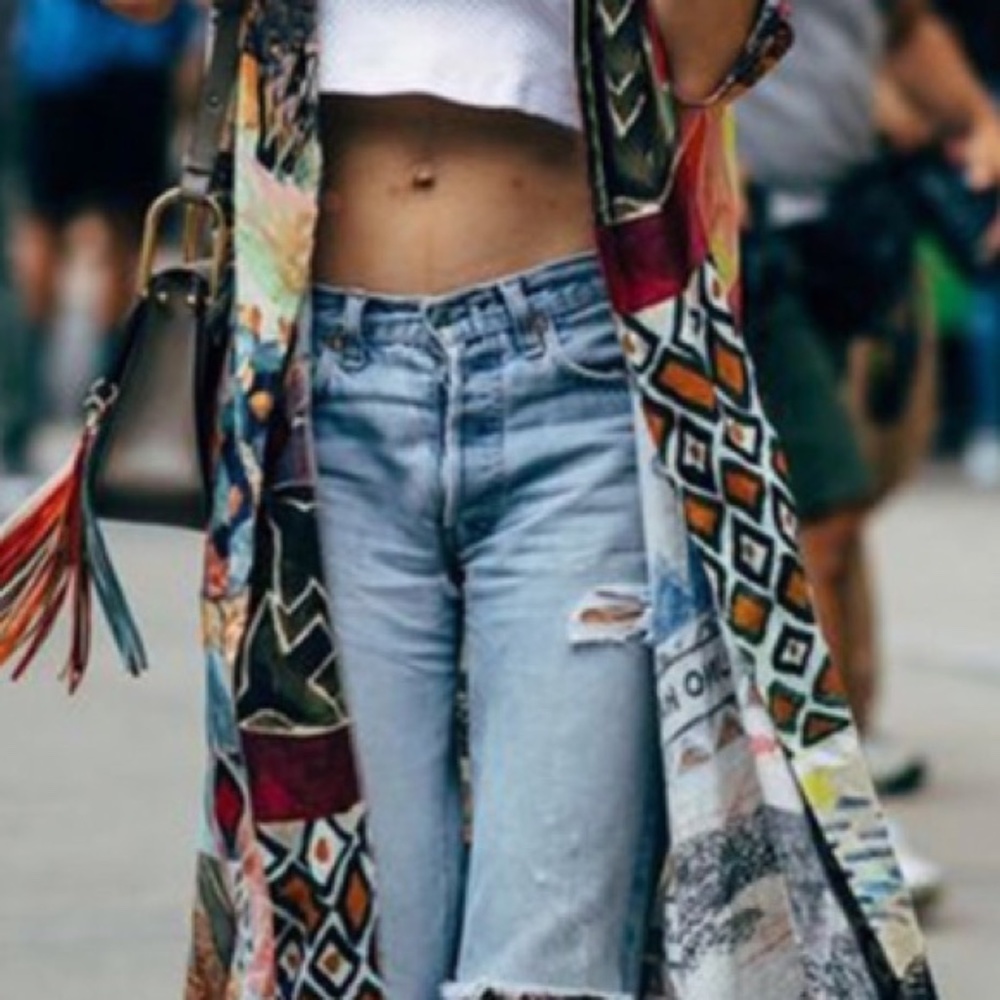 (LAST ONE) VIBRANT NATURE/ABSTRACT PRINT KIMONO - Picture 4 of 7
